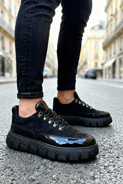 BASOLES Black Men's Sneaker Casual Sports Shoes High Sole Comfortable