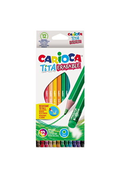 CARIOCA Tita Erasable colored pencils, hexagonal, flexible, erasable, 12 colo...