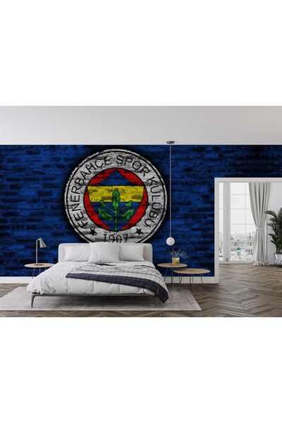 Grown Fenerbahçe Logolu Lacivert Tuğlalı Spor Duvar Kağıdı