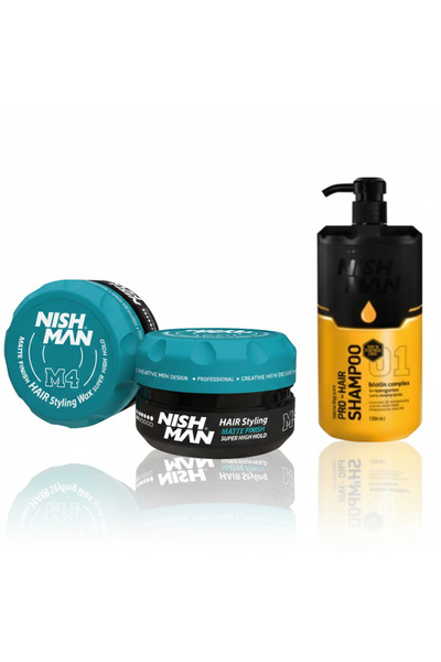 NISHMAN M4 MAT GÖRÜNÜMLÜ SAÇ ŞEKİLLENDİRİC MAT WAX X 5 ADET/ + 1250 ML TUZSUZ...