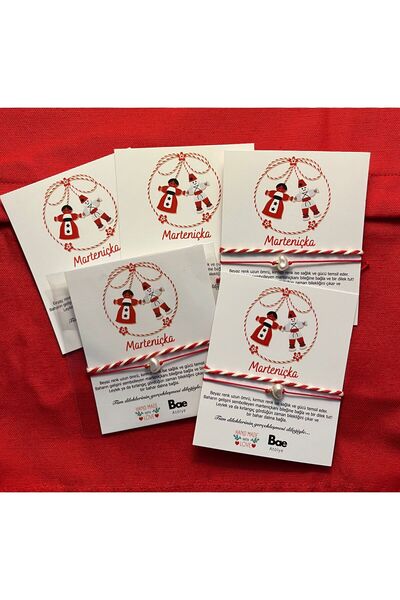 BAE ATOLYE 5 adet Marteniçka Şans Bilekliği, Dorika İnci Kırmızı İp Ve Kırmız...