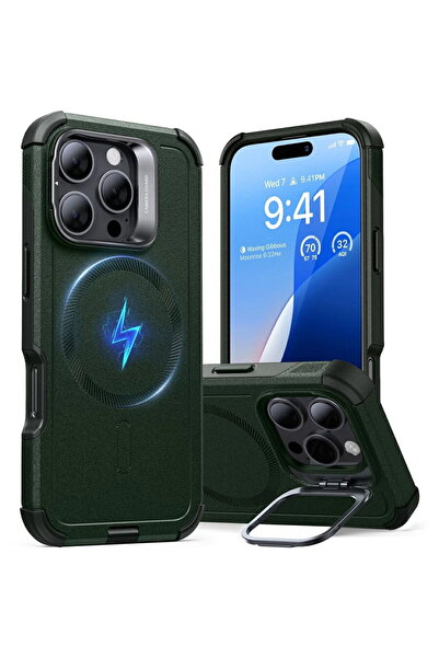 ESR Husa pentru iPhone 16 Pro - Cyber Armor Kickstand - Green