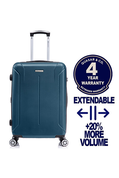 Quasar & Co. Medium expandable trolley 66.5x45x28-33cm, checked luggage, zipp...
