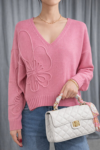 NİLZA V-Neck Sweater with Sleeve Details