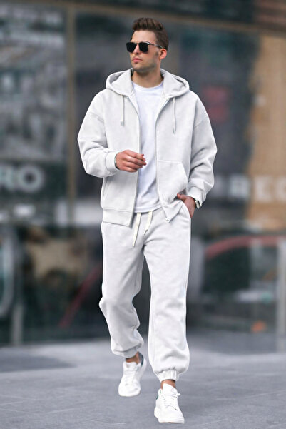 YAKAMEL Ανδρικό Σετ Φόρμας με Φερμουάρ, 3 Νήματα, Ριμπ Ύφανση και Ελαστική Μέση