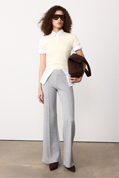 Stradivarius Soft-touch bell bottom trousers with front seam detail