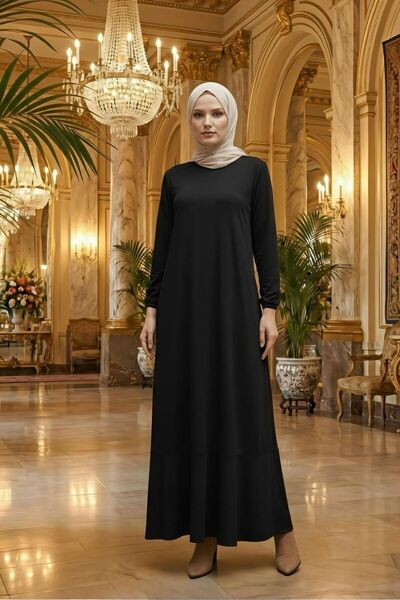 MEİLİN Rochie din modal elastic cu mâneci cu volan și fustă neagră