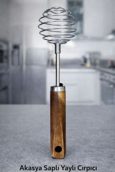 Hilamingo Home مضرب بيض من الفولاذ المقاوم للصدأ بمقبض من خشب الأكاسيا