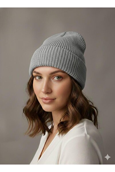 sema aksesuar Unisex Winter Knitwear Solid Color Striped Beanie - Hat - Valen...