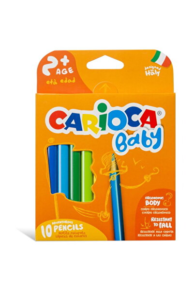 CARIOCA Baby 2+ colored pencils, triangular, 10 colors/box