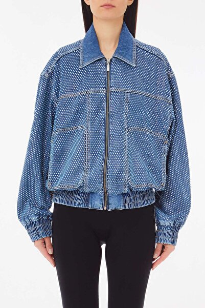 liu.jo Mavi Fermuarlı Denim Ceket