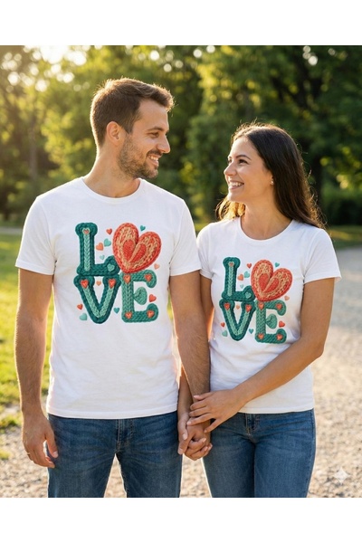 AEMİ Unisex Love Knit cu imprimeu supradimensionat tricou