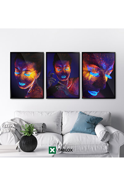 TABLOX Set de pictură MDF cu fosfor neon, cu portret decorativ multicolor de ...