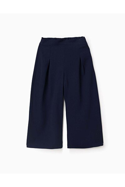 Ziddy Wide leg trousers with front pleats for girls, dark blue