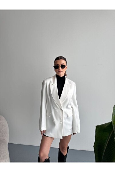 VESS MODA 4 Button Detailed Long Blazer Jacket