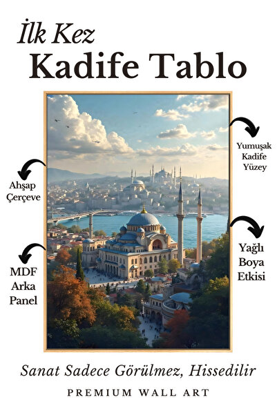 ARTAN GALLERY İtalyan Kadife İstanbul Manzarası Duvar Tablosu | Yağlı Boya Gö...