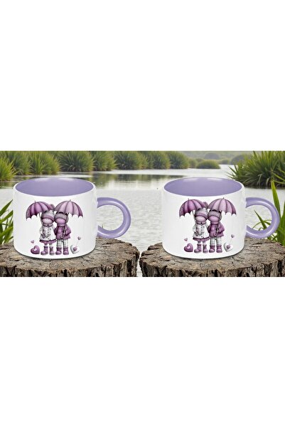 LADİJİTAL BASKI ÇÖZÜMLERİ Special 2-Piece Lilac Mug for Lovers