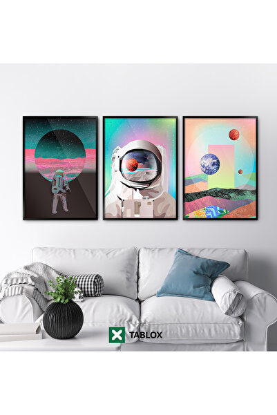 TABLOX Set de pictură decorativă din MDF, cu 3 piese, înrămate cu lemn real, ...