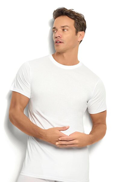 Fanilam Jiber White Crew Neck Men's Undershirt 3-Pack Breathable Sweat-Absorb...