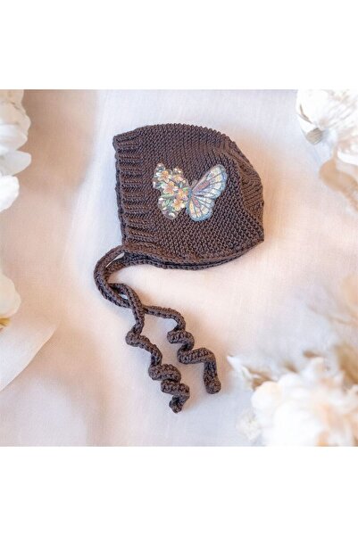 The Cloudish Shop Hand Knitted Laura Lora Baby Beanie Hat Bonnet with Plum Bu...