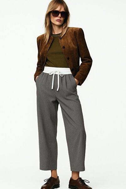 HAKKE Çift Bel Bantlı Wide Leg Pantolon