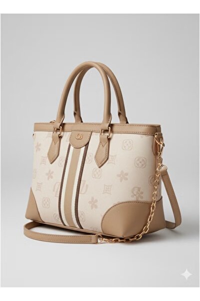 FULLJOY شنطة راقية نمط مونوغرام عصري: تتميز الحقيبة بنقوش مونوغرام (لوغو المت...