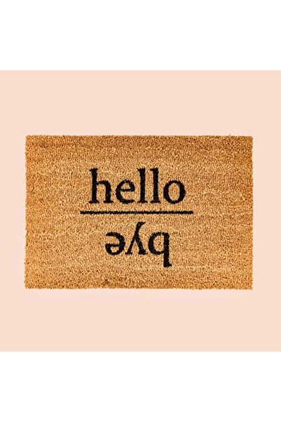 GizHome Giz Home Koko Hello Bye Desenli Kapı Paspası - Bej / Siyah - 40x60 cm