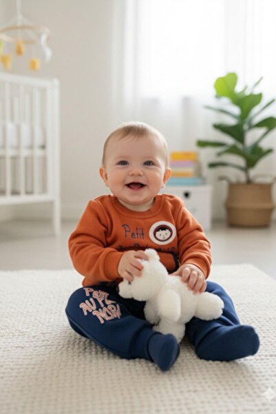 Mojo Bebek طقم بدلة رياضية من ثلاث خيوط للأطفال الذكور من عمر 9-24 شهرًا من م...