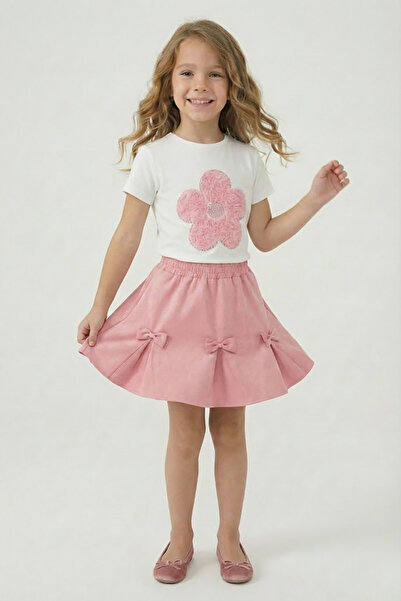 FATELLA تي شيرت بناتي باللون الوردي مع تنورة بشريط وردي، طقم ملابس عرض لـ 23 ...