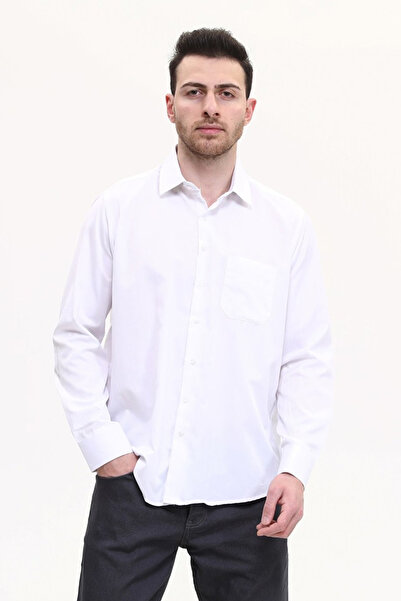 SÜVARİ Dobby Regular Long Men's Shirt Gm2025000302 White