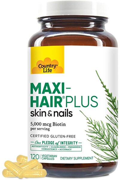 COUNTRY LIFE ماكسي-هير بلس – مكمل غذائي للشعر والبشرة والأظافر، 120 كبسولة