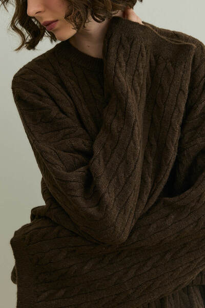 Fahhar Hair Knitted Knitwear Set Brown