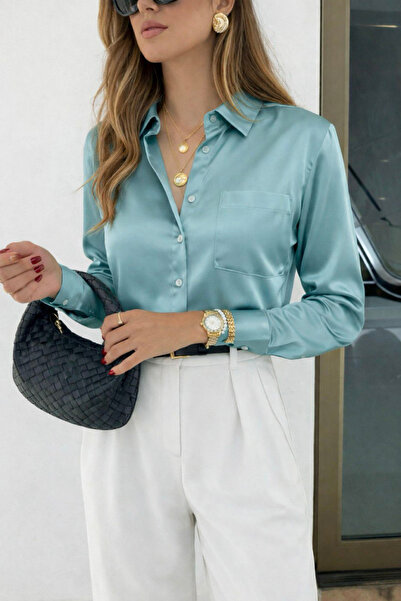 oshebu Women's Straight Cut Satin Shirt