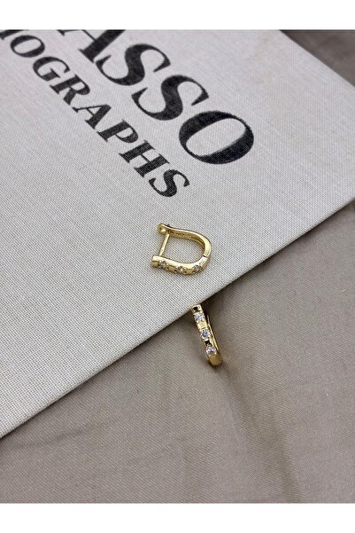 Hedef Bijuteri Gold Color U Shape Zircon Stone Earrings Cm184