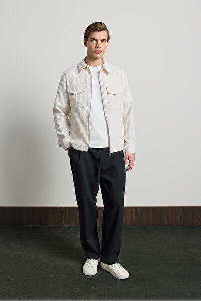 Danger Men's Premium Linen Shirt Jacket Ecru