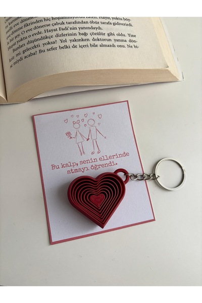 daligra Breloc cuplu de îndrăgostiți cu inimă/ Breloc cu inimă mobilă/ Cadou ...