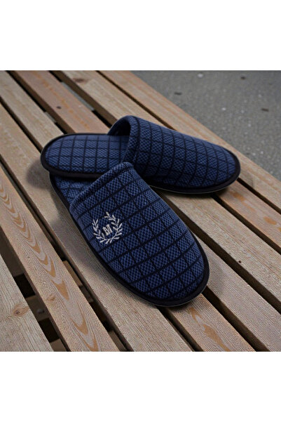 KMS HOME Winter Men's House Slippers Navy Blue Slippers Men's Slippers