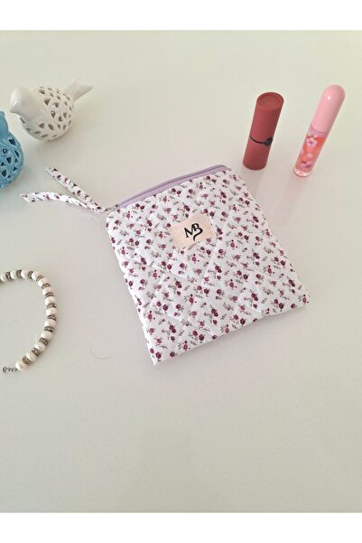 MB geantă de machiaj cu flori mov - geantă pentru tamponi - portofel - pătrat