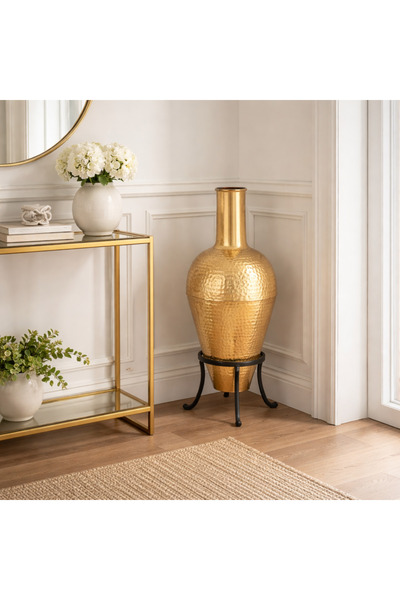 Vi Markets مزهرية زخرفية أنيقة مطلية بالذهب تتميز