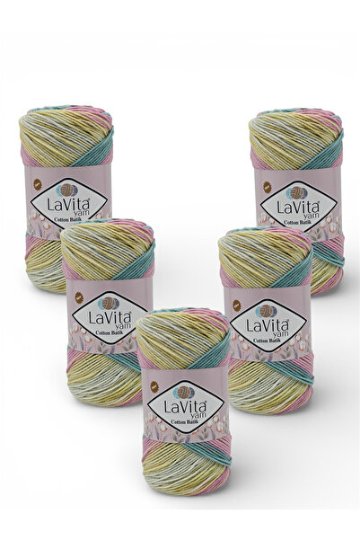 LaVita Yarn Cotton Batik Hand Knitting Yarn 60% Cotton 40% Acrylic 500Gr 5 Pi...