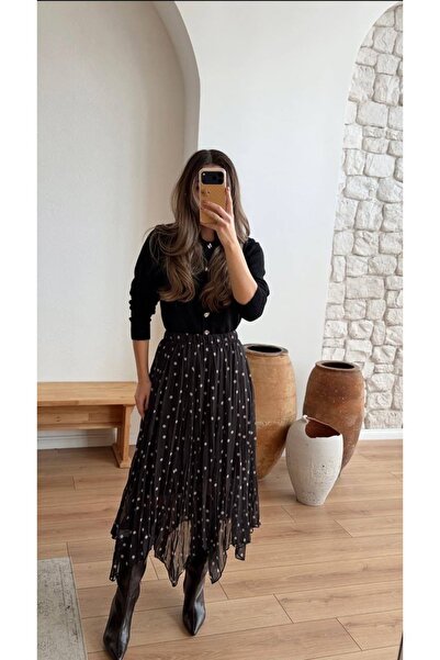 Mzr Collection Women's polka dot asymmetric cut splash skirt