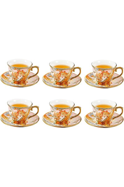 HOOPZOZA Ceramic Espresso Cup and Saucer Set of 6 Arabian Coffee and Black Te...