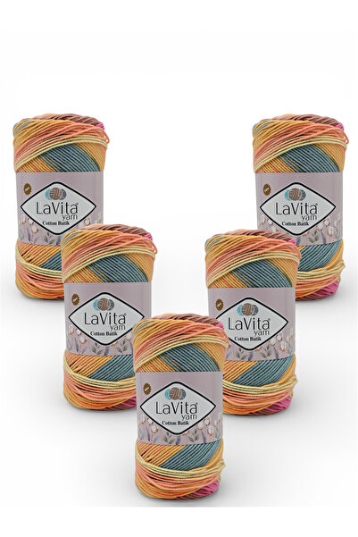 LaVita Yarn Cotton Batik Hand Knitting Yarn 60% Cotton 40% Acrylic 500Gr 5 Pi...