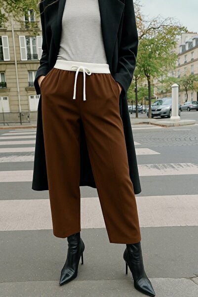 HAKKE Çift Bel Bantlı Wide Leg Pantolon