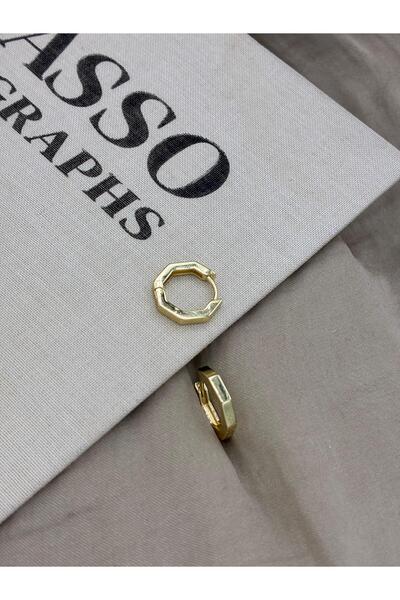 Hedef Bijuteri Gold Renk Basıc Sekizgen Köşeli Halka Küpe CM182