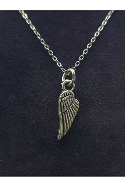 sarıyer silver Single Angel Wing Women's Steel Necklace Daily Jewelry Stylish...