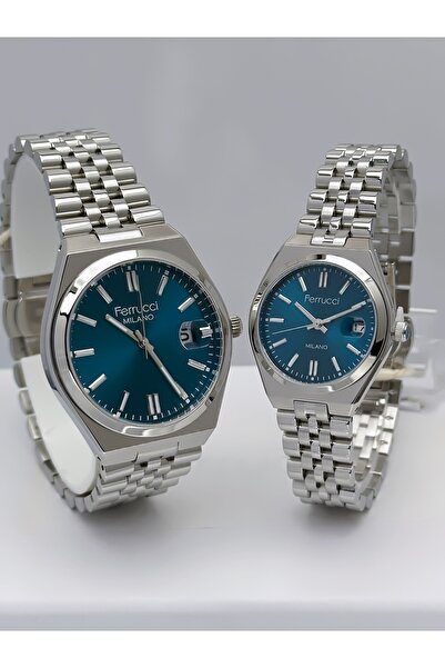 Ferrucci Steel Cord Functional Lover Couple Wristwatches + Bracelet Gift