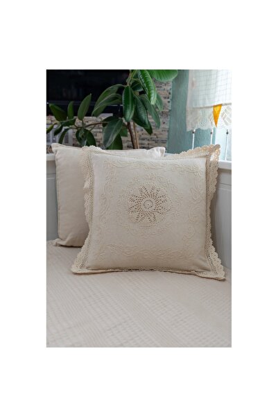 NATURAL LİFE CONCEPT غطاء وسادة مزخرف من قماش البلادان المصنوع يدويًا بالدانت...