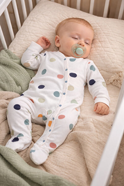 Atlas Baby House Organic Polka Dot Printed Unisex Newborn Baby Romper