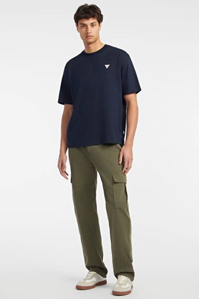 Guess Tricou bărbătesc albastru oceanic cu mini aplicație